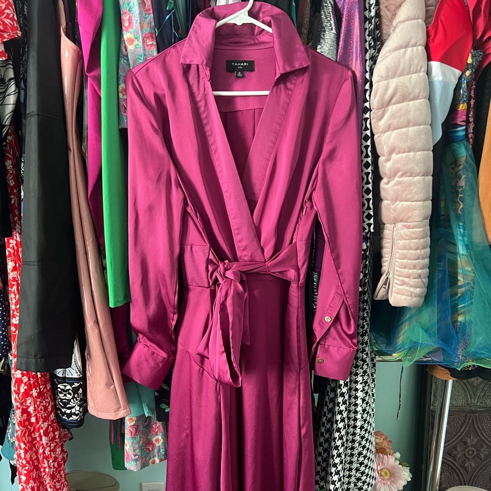 Tahari Fuchsia Belted Dress